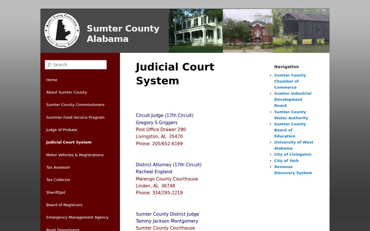 Sumter County Circuit Clerk and judicial officials listing
