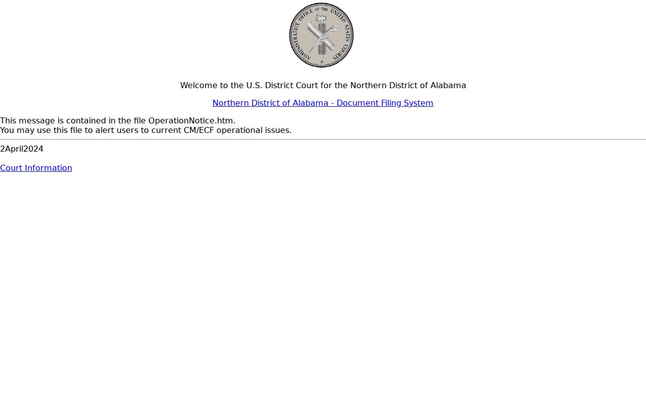 Northern District of Alabama CM ECF records for Sumter County