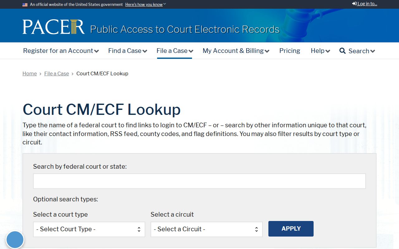 CM ECF lookup for Sumter County federal district court records