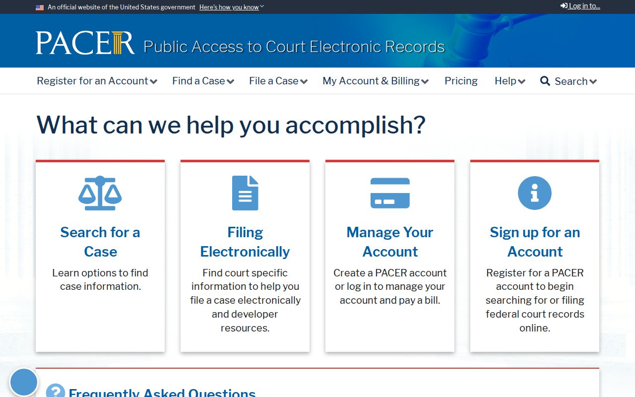PACER access for federal court records involving Sumter County