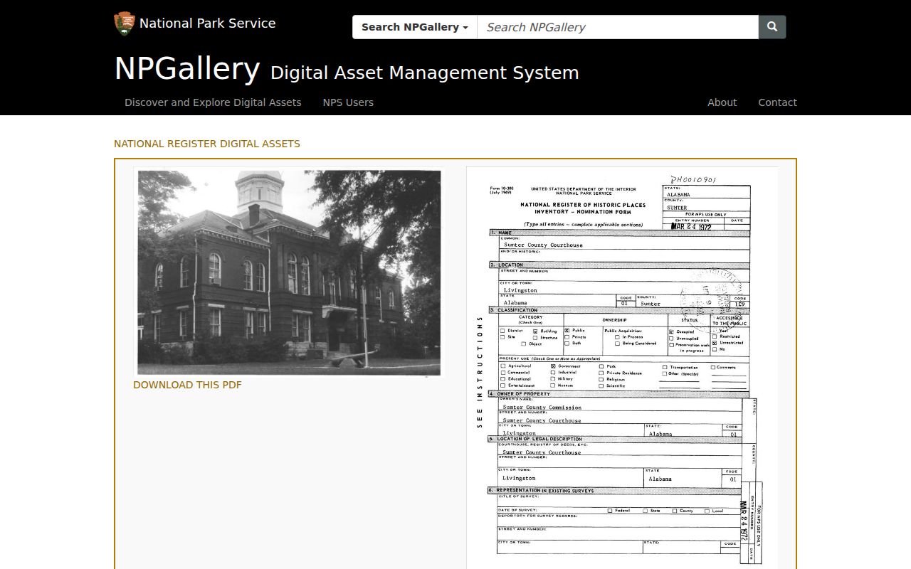 Historic Sumter County Courthouse record in Livingston Alabama