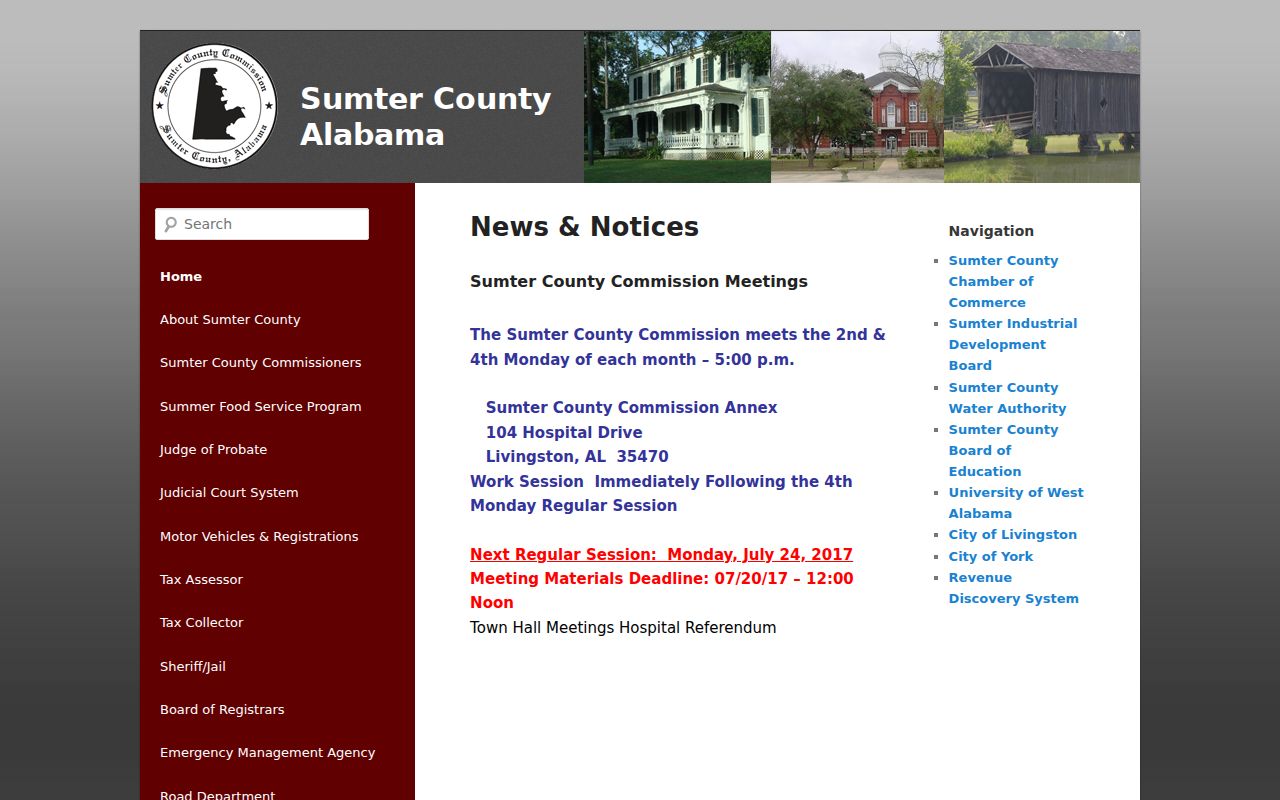 Sumter County Alabama government offices for court records