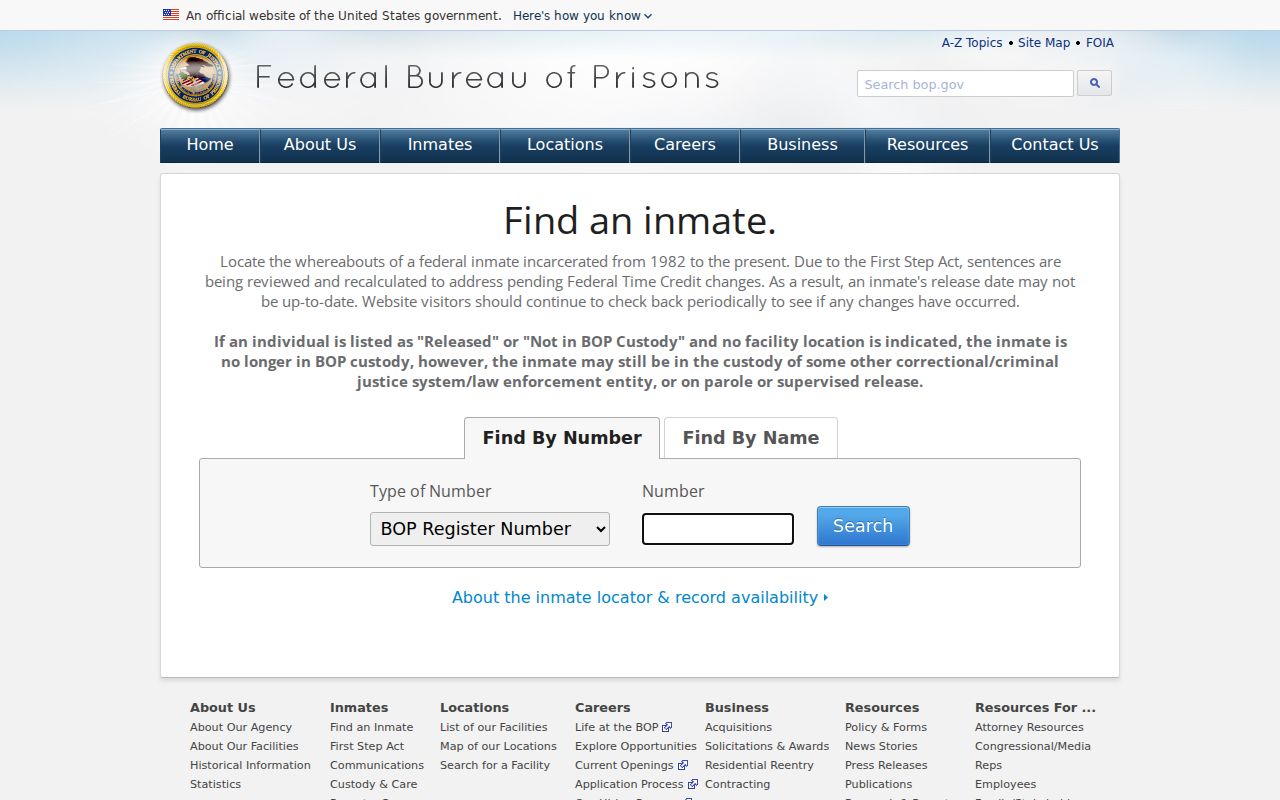 Sumter County inmate search alternative for federal Bureau of Prisons custody
