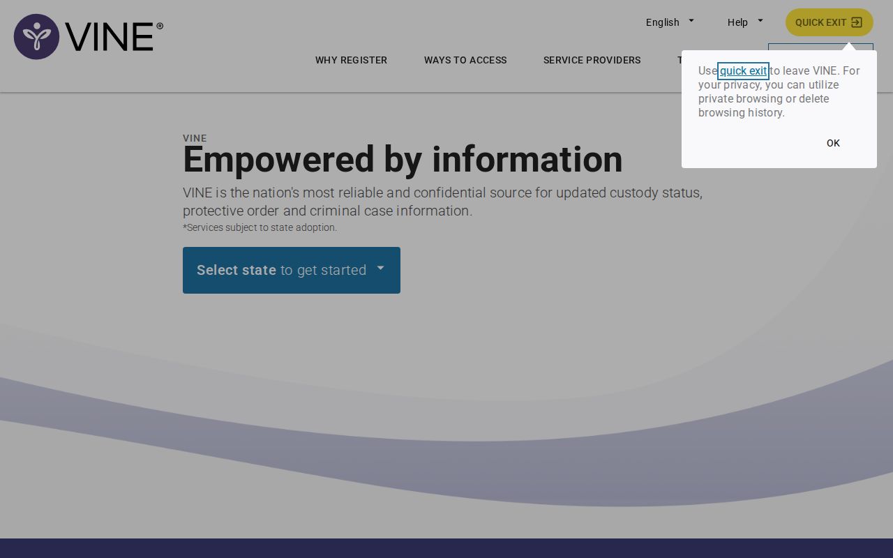 Sumter County inmate custody notification through VINELink