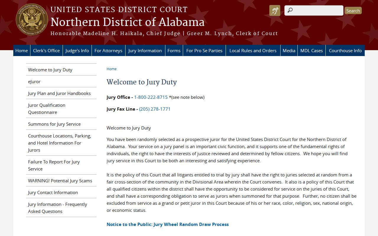 Western Jury Area information for Sumter County federal court residents