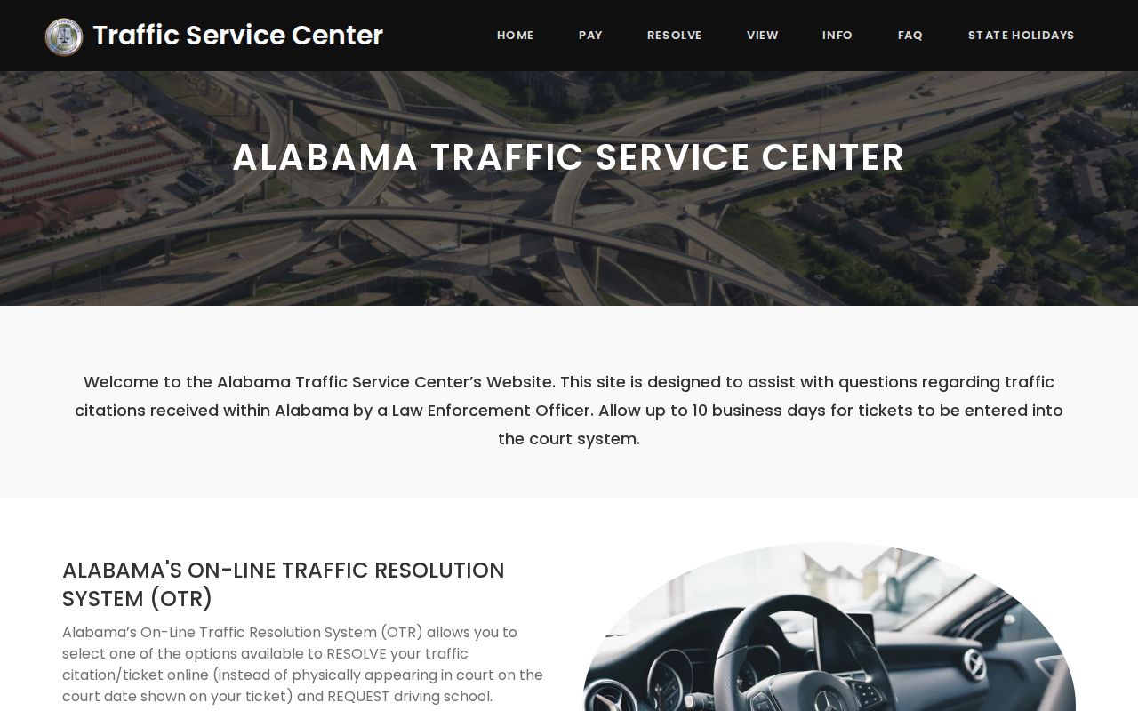 Sumter County traffic court records access through Alabama Traffic Service Center