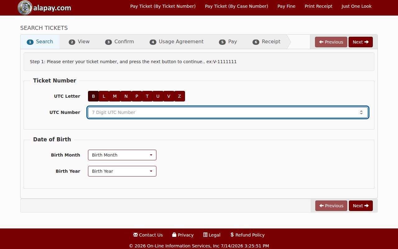 Sumter County warrant prevention through official AlaPay ticket search