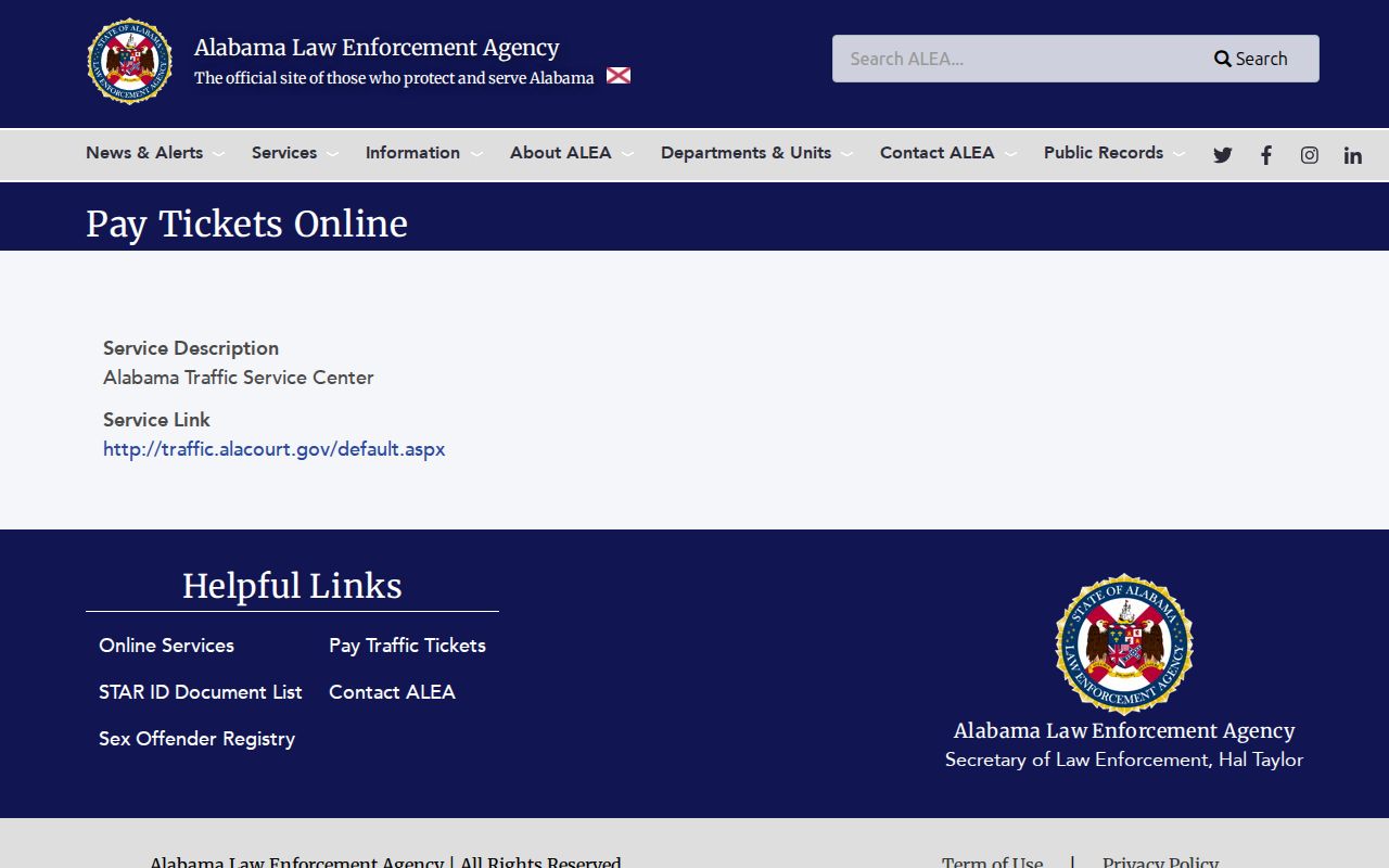 Sumter County warrant search fallback through ALEA ticket payment service